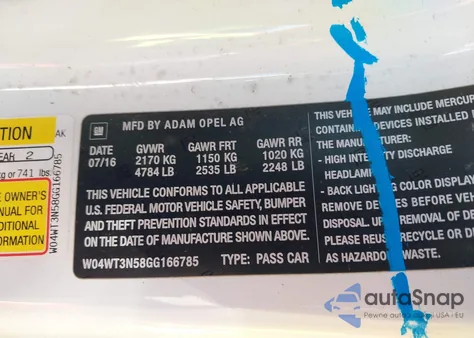 2016 Buick Cascada Premium from USA, damaged, VIN W04WT3N58GG166785